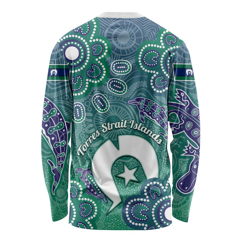 Sea Turtle Torres Strait Islands Long Sleeve Shirt Pacific Indigenous Australian Oceanic Dot Art