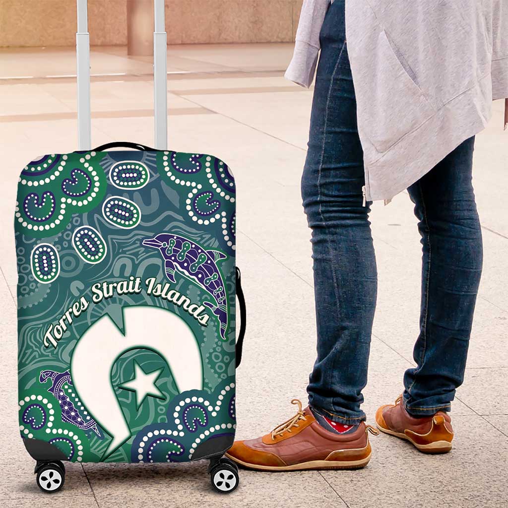 Sea Turtle Torres Strait Islands Luggage Cover Pacific Indigenous Australian Oceanic Dot Art