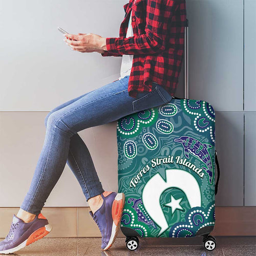 Sea Turtle Torres Strait Islands Luggage Cover Pacific Indigenous Australian Oceanic Dot Art