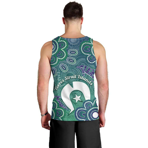 Sea Turtle Torres Strait Islands Men Tank Top Pacific Indigenous Australian Oceanic Dot Art