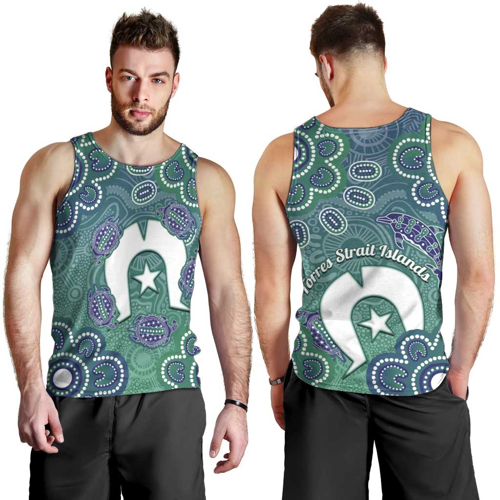 Sea Turtle Torres Strait Islands Men Tank Top Pacific Indigenous Australian Oceanic Dot Art