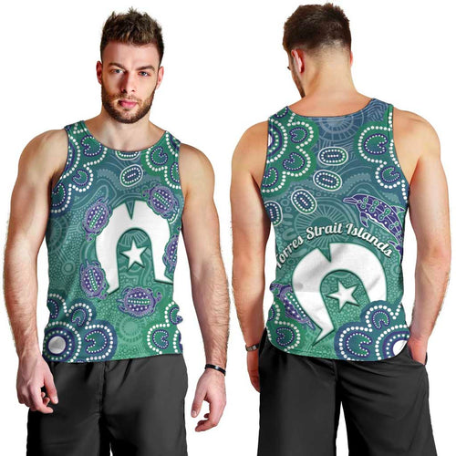 Sea Turtle Torres Strait Islands Men Tank Top Pacific Indigenous Australian Oceanic Dot Art
