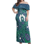 Sea Turtle Torres Strait Islands Off Shoulder Maxi Dress Pacific Indigenous Australian Oceanic Dot Art