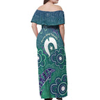 Sea Turtle Torres Strait Islands Off Shoulder Maxi Dress Pacific Indigenous Australian Oceanic Dot Art