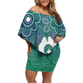 Sea Turtle Torres Strait Islands Off Shoulder Short Dress Pacific Indigenous Australian Oceanic Dot Art