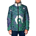 Sea Turtle Torres Strait Islands Padded Jacket Pacific Indigenous Australian Oceanic Dot Art