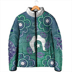 Sea Turtle Torres Strait Islands Padded Jacket Pacific Indigenous Australian Oceanic Dot Art