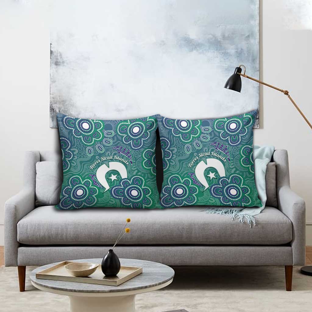 Sea Turtle Torres Strait Islands Pillow Cover Pacific Indigenous Australian Oceanic Dot Art