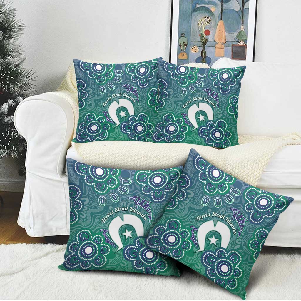 Sea Turtle Torres Strait Islands Pillow Cover Pacific Indigenous Australian Oceanic Dot Art