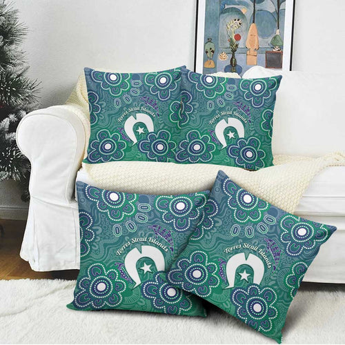 Sea Turtle Torres Strait Islands Pillow Cover Pacific Indigenous Australian Oceanic Dot Art