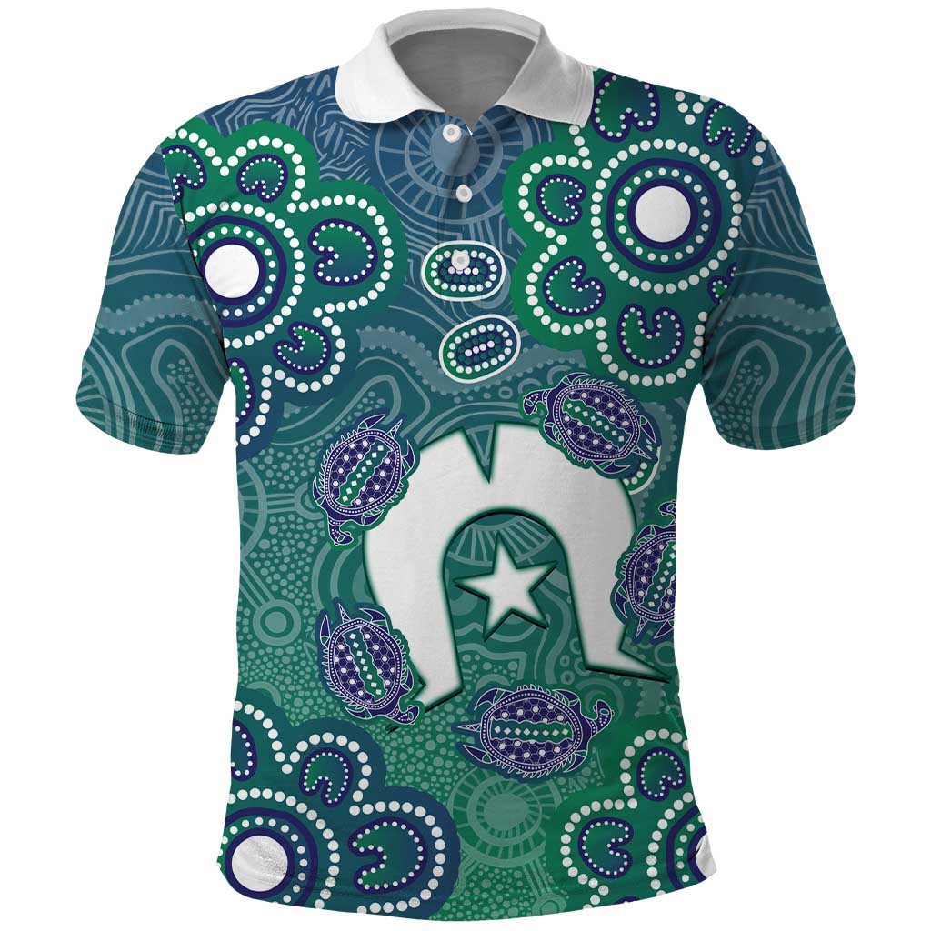 Sea Turtle Torres Strait Islands Polo Shirt Pacific Indigenous Australian Oceanic Dot Art