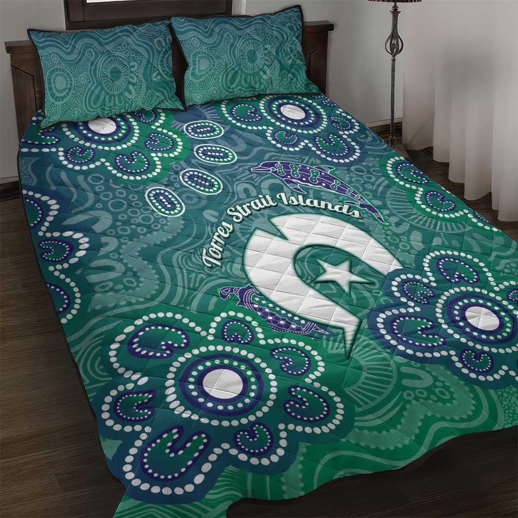 Sea Turtle Torres Strait Islands Quilt Bed Set Pacific Indigenous Australian Oceanic Dot Art