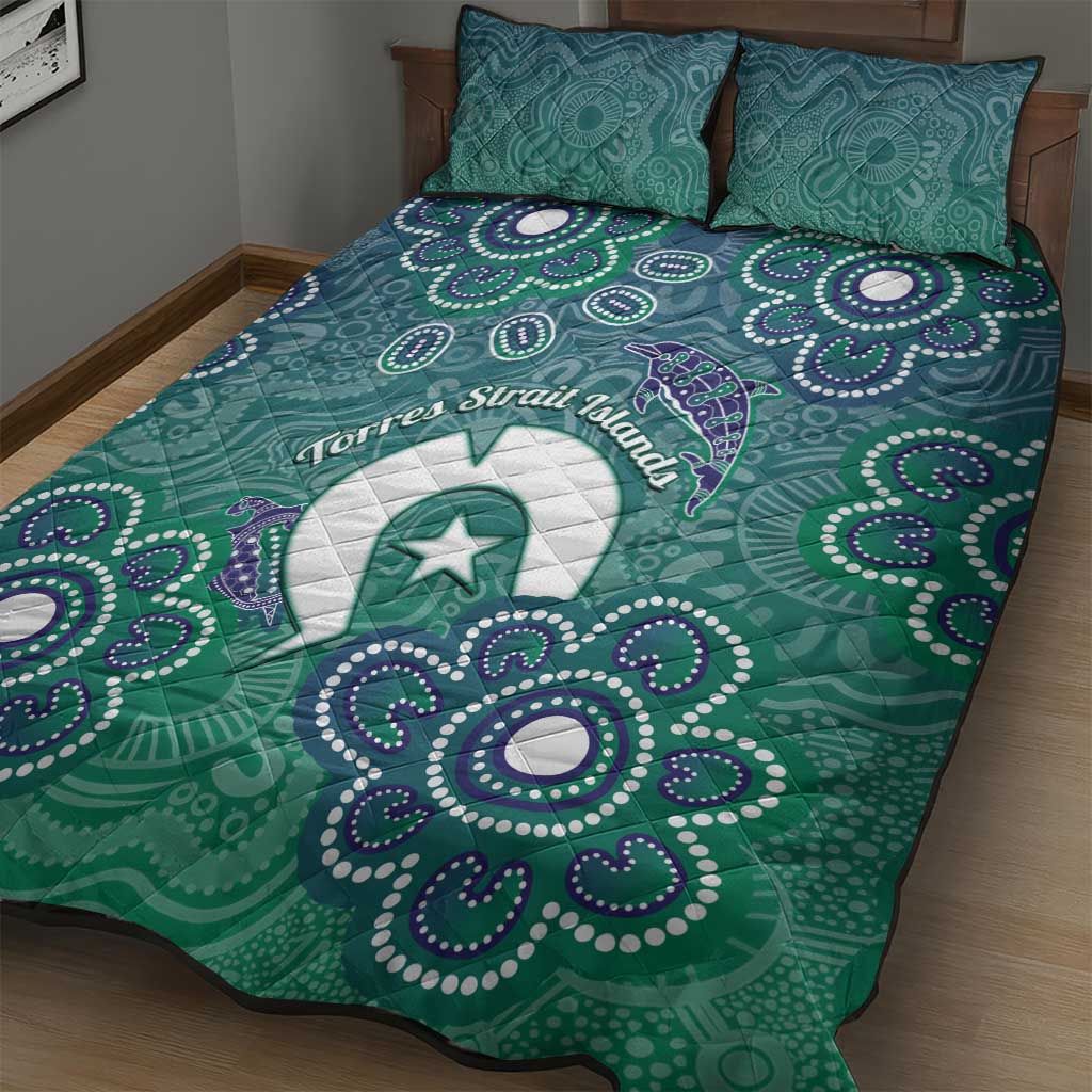 Sea Turtle Torres Strait Islands Quilt Bed Set Pacific Indigenous Australian Oceanic Dot Art