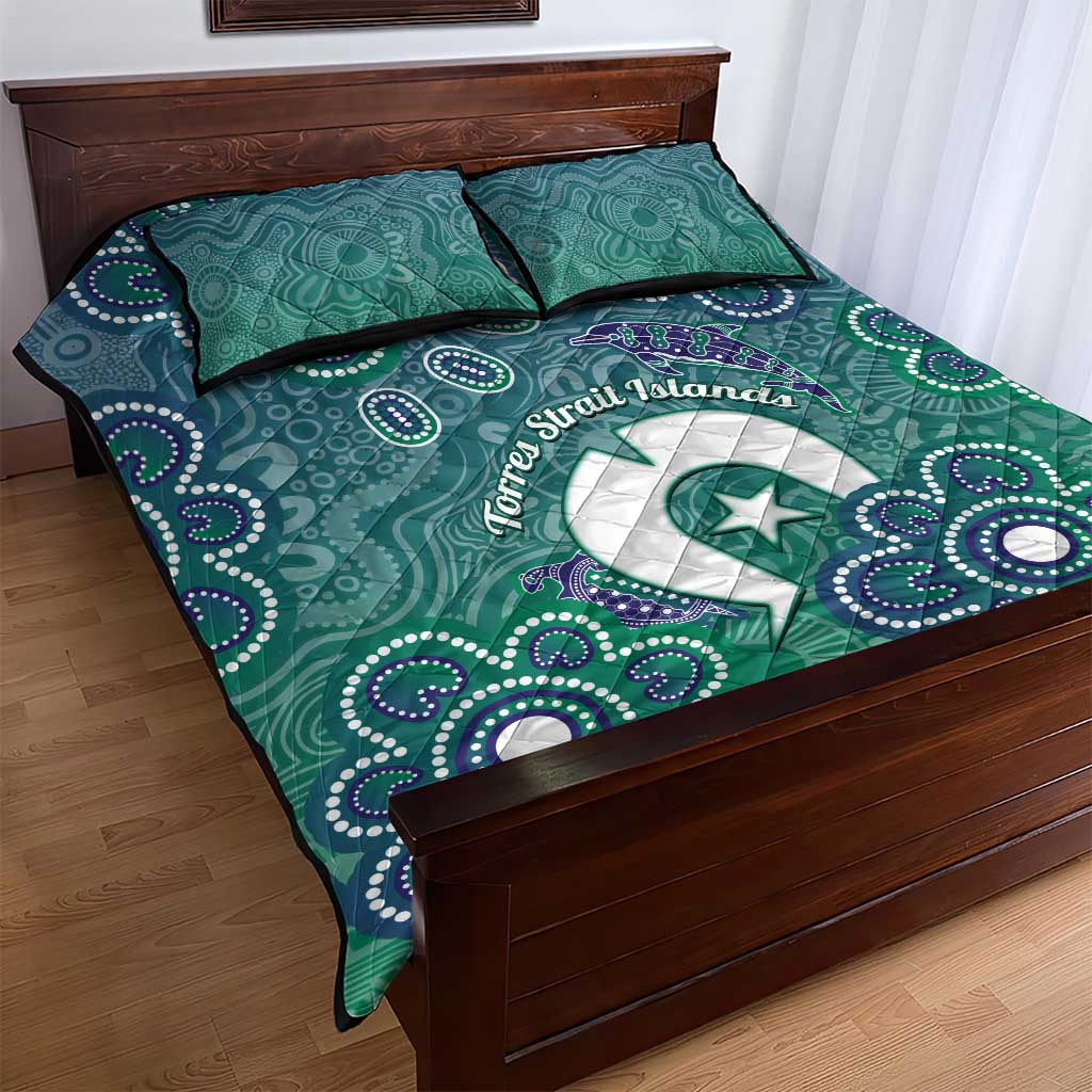 Sea Turtle Torres Strait Islands Quilt Bed Set Pacific Indigenous Australian Oceanic Dot Art