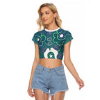Sea Turtle Torres Strait Islands Raglan Cropped T Shirt Pacific Indigenous Australian Oceanic Dot Art