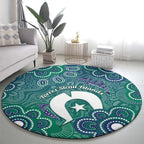 Sea Turtle Torres Strait Islands Round Carpet Pacific Indigenous Australian Oceanic Dot Art