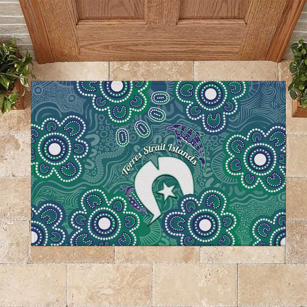 Sea Turtle Torres Strait Islands Rubber Doormat Pacific Indigenous Australian Oceanic Dot Art