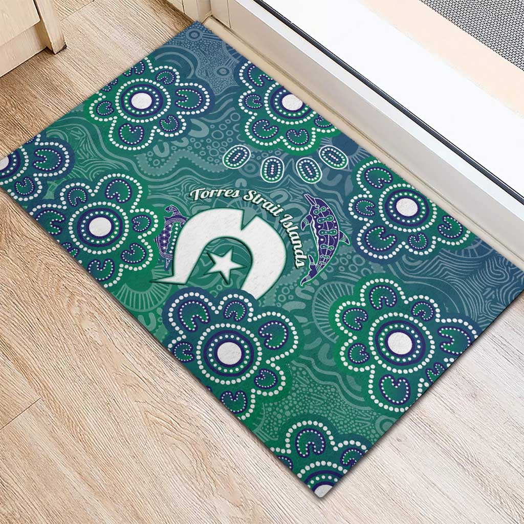 Sea Turtle Torres Strait Islands Rubber Doormat Pacific Indigenous Australian Oceanic Dot Art