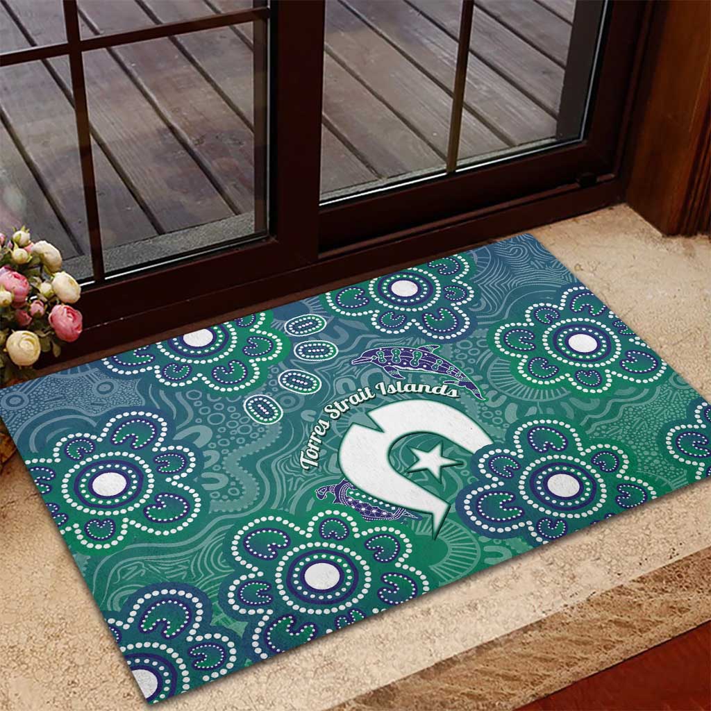 Sea Turtle Torres Strait Islands Rubber Doormat Pacific Indigenous Australian Oceanic Dot Art