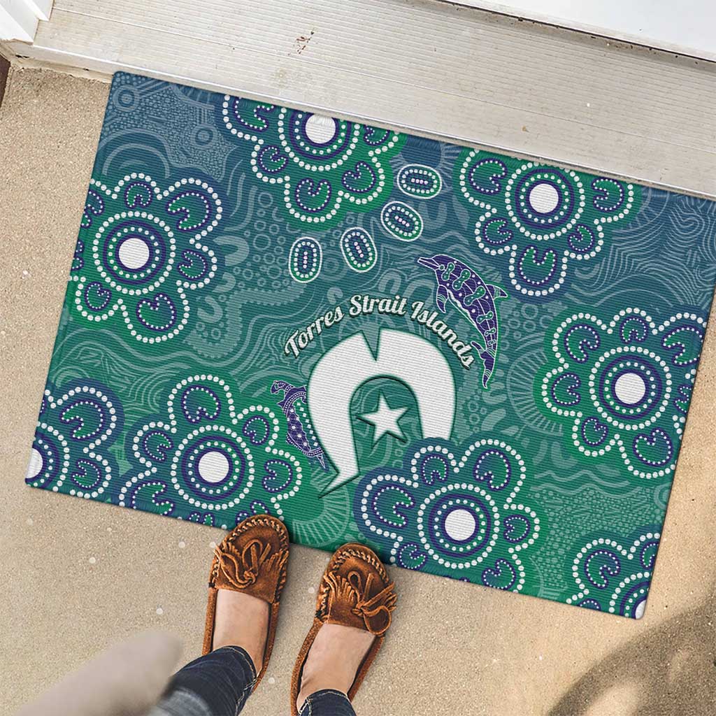 Sea Turtle Torres Strait Islands Rubber Doormat Pacific Indigenous Australian Oceanic Dot Art