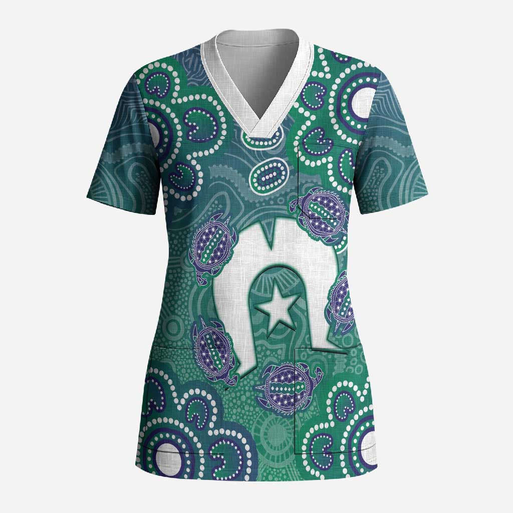 Sea Turtle Torres Strait Islands Scrub Top Pacific Indigenous Australian Oceanic Dot Art