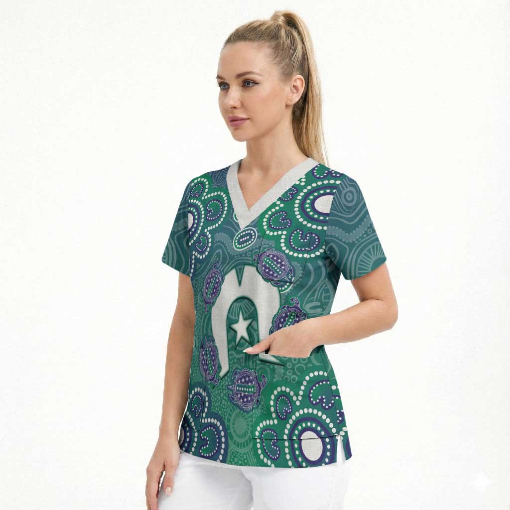 Sea Turtle Torres Strait Islands Scrub Top Pacific Indigenous Australian Oceanic Dot Art