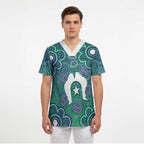Sea Turtle Torres Strait Islands Scrub Top Pacific Indigenous Australian Oceanic Dot Art