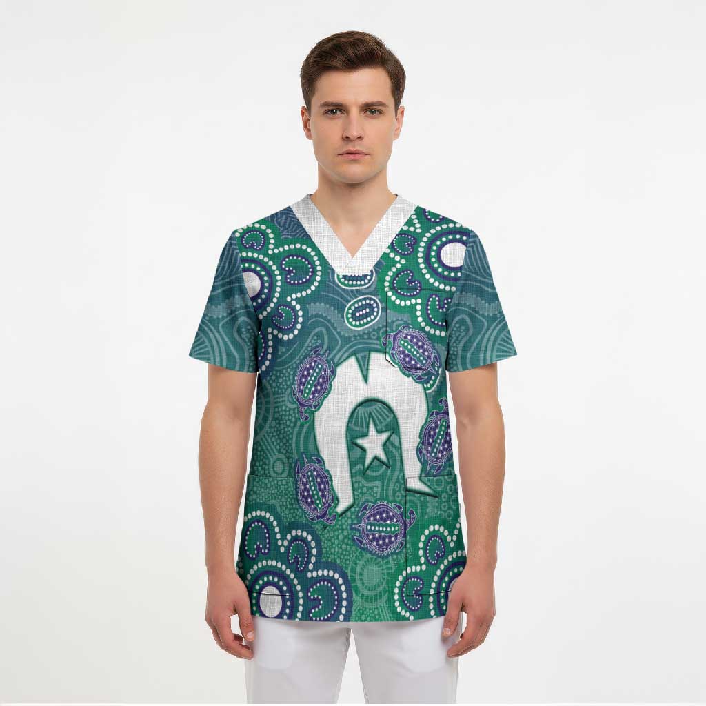 Sea Turtle Torres Strait Islands Scrub Top Pacific Indigenous Australian Oceanic Dot Art