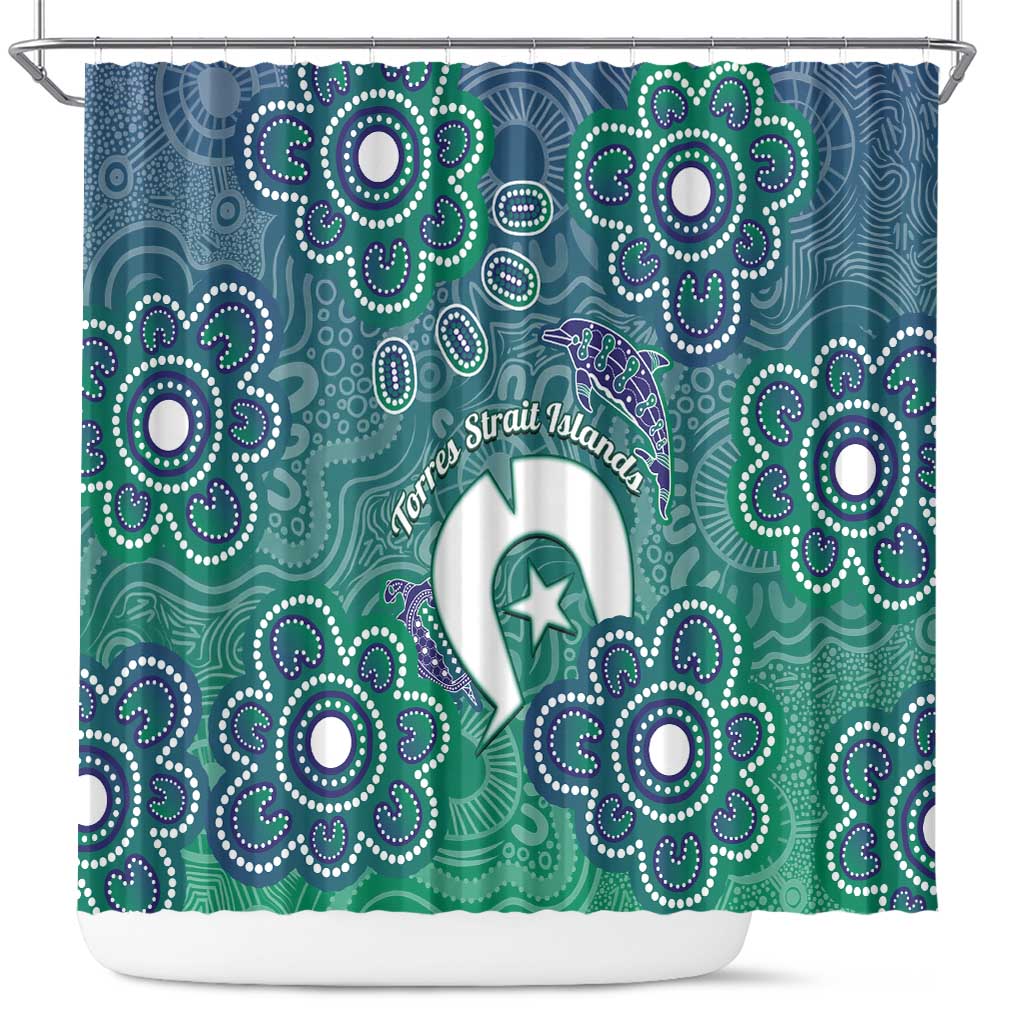Sea Turtle Torres Strait Islands Shower Curtain Pacific Indigenous Australian Oceanic Dot Art