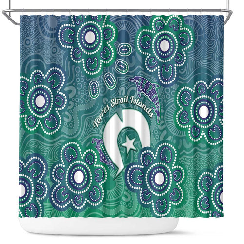 Sea Turtle Torres Strait Islands Shower Curtain Pacific Indigenous Australian Oceanic Dot Art