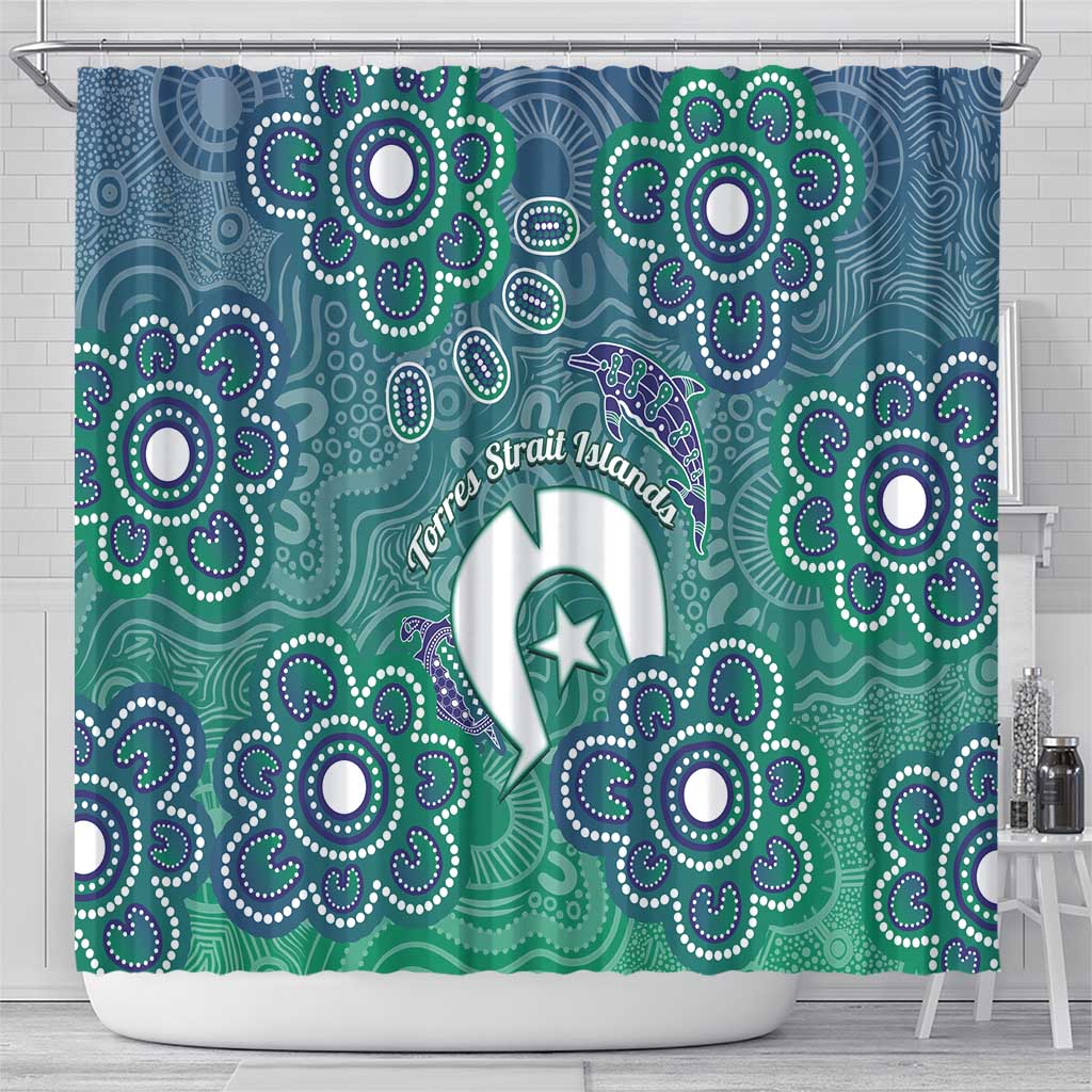 Sea Turtle Torres Strait Islands Shower Curtain Pacific Indigenous Australian Oceanic Dot Art