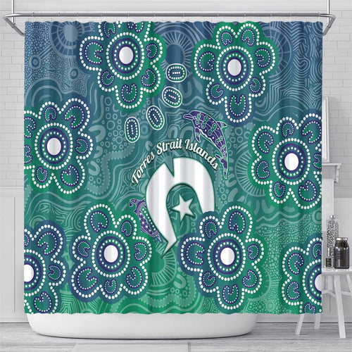 Sea Turtle Torres Strait Islands Shower Curtain Pacific Indigenous Australian Oceanic Dot Art