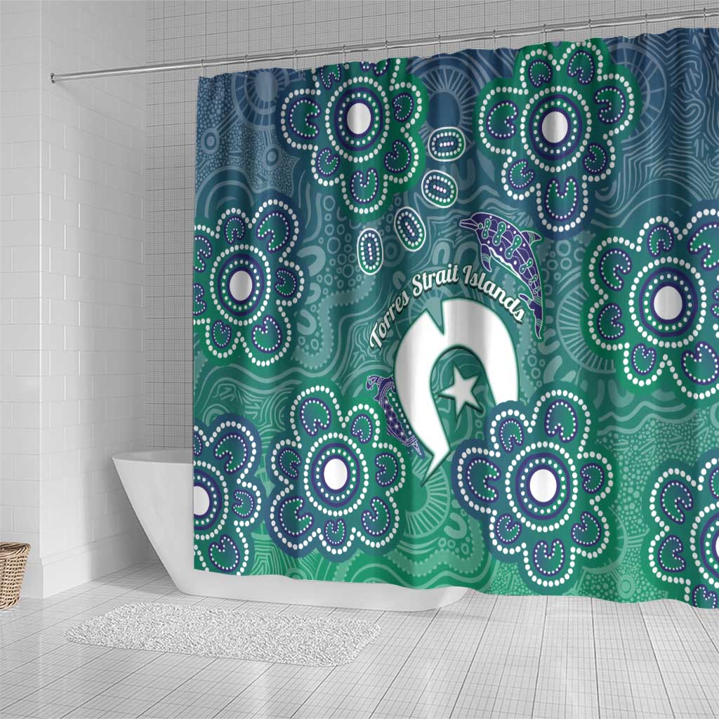 Sea Turtle Torres Strait Islands Shower Curtain Pacific Indigenous Australian Oceanic Dot Art