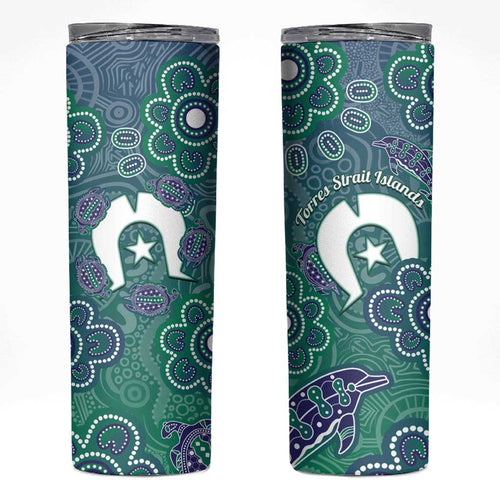 Sea Turtle Torres Strait Islands Skinny Tumbler Pacific Indigenous Australian Oceanic Dot Art