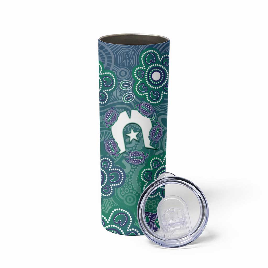 Sea Turtle Torres Strait Islands Skinny Tumbler Pacific Indigenous Australian Oceanic Dot Art