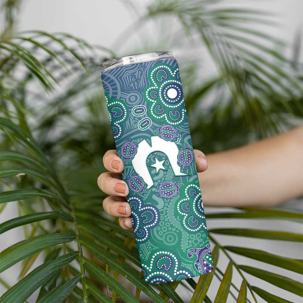 Sea Turtle Torres Strait Islands Skinny Tumbler Pacific Indigenous Australian Oceanic Dot Art