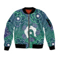 Sea Turtle Torres Strait Islands Sleeve Zip Bomber Jacket Pacific Indigenous Australian Oceanic Dot Art