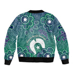 Sea Turtle Torres Strait Islands Sleeve Zip Bomber Jacket Pacific Indigenous Australian Oceanic Dot Art