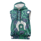 Sea Turtle Torres Strait Islands Sleeveless Hoodie Pacific Indigenous Australian Oceanic Dot Art