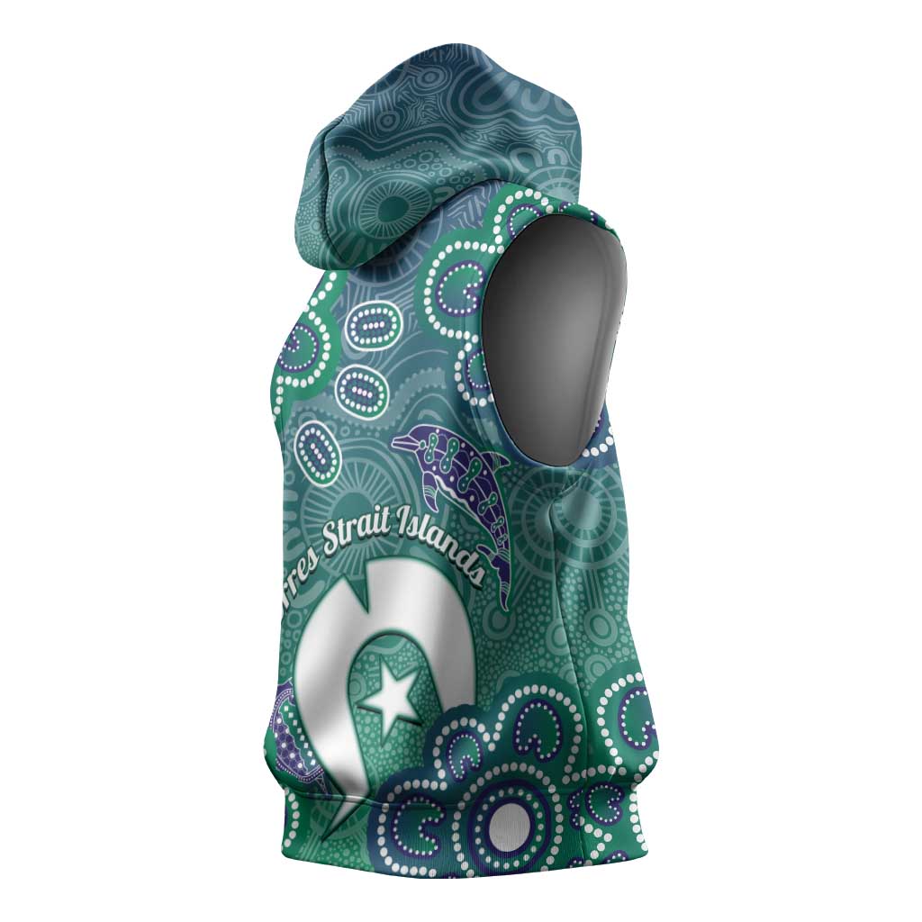 Sea Turtle Torres Strait Islands Sleeveless Hoodie Pacific Indigenous Australian Oceanic Dot Art