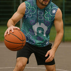 Sea Turtle Torres Strait Islands Sleeveless Hoodie Pacific Indigenous Australian Oceanic Dot Art