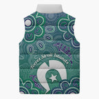 Sea Turtle Torres Strait Islands Sleeveless Puffer Jacket Pacific Indigenous Australian Oceanic Dot Art