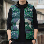 Sea Turtle Torres Strait Islands Sleeveless Puffer Jacket Pacific Indigenous Australian Oceanic Dot Art