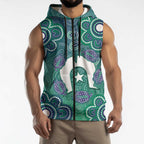 Sea Turtle Torres Strait Islands Sleeveless Zip Hoodie Pacific Indigenous Australian Oceanic Dot Art