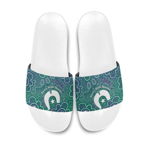 Sea Turtle Torres Strait Islands Slide Sandals Pacific Indigenous Australian Oceanic Dot Art