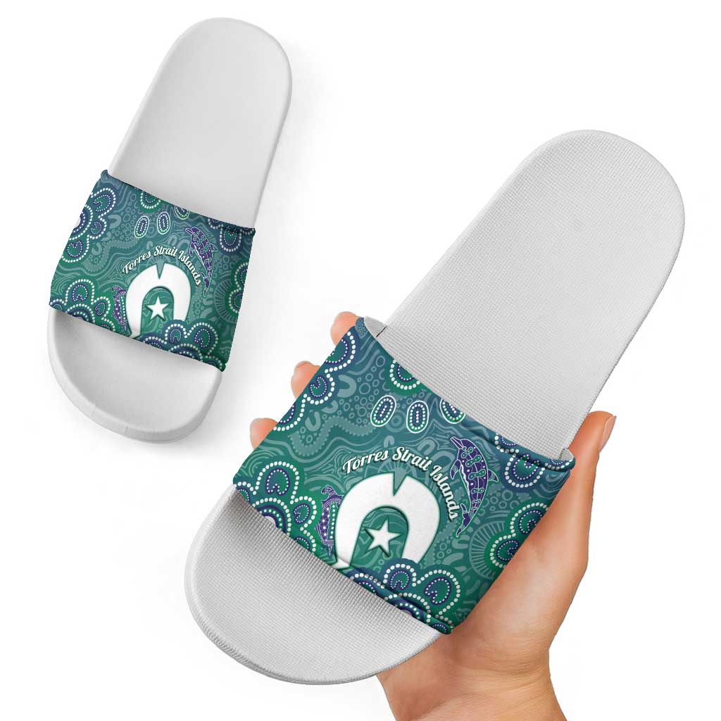 Sea Turtle Torres Strait Islands Slide Sandals Pacific Indigenous Australian Oceanic Dot Art