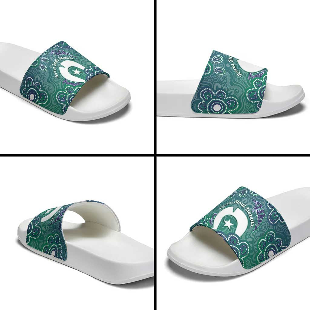 Sea Turtle Torres Strait Islands Slide Sandals Pacific Indigenous Australian Oceanic Dot Art
