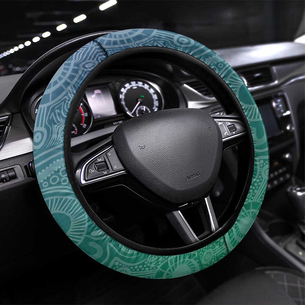 Sea Turtle Torres Strait Islands Steering Wheel Cover Pacific Indigenous Australian Oceanic Dot Art