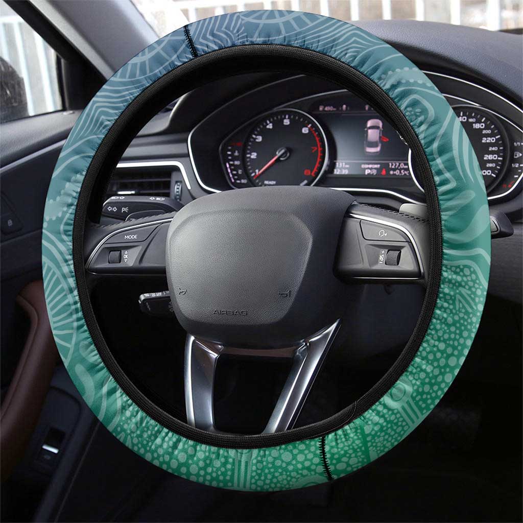 Sea Turtle Torres Strait Islands Steering Wheel Cover Pacific Indigenous Australian Oceanic Dot Art