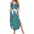 Sea Turtle Torres Strait Islands Summer Maxi Dress Pacific Indigenous Australian Oceanic Dot Art
